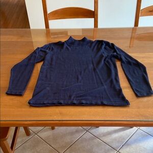 Elegant Navy Turtleneck Sweater. 100% Silk.